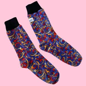 Vintage 90s MEC Abstract Swirl Pattern Fleece Tent Booties Socks Medium Rare